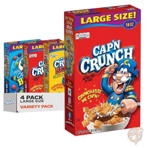 Quaker Cap'n Crunch 朝食 シリアル バラエティパック アソート 3種類(合計4箱）子供 朝ごはん 送料無料
