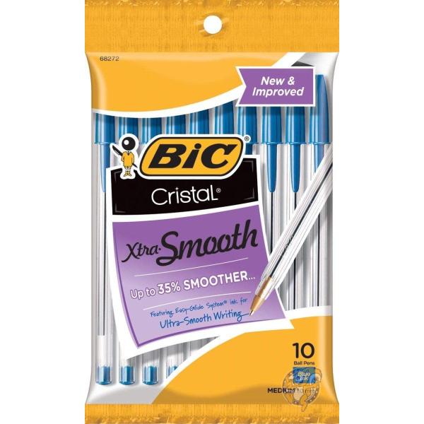 Bic ボールペン　ビック クリスタル エクストラスムーズボールペン 1.0ミリ ブルー 10本入り...