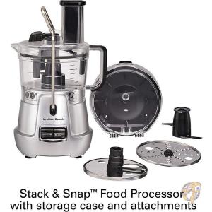 フードプロセッサー Hamilton 家電 Beach ハミルトンビーチ スタック スナップ 調節可能な刃 700 調節可能な刃 野菜チョッパー Hamilton ボールと収納ケース シルバー B0797phbcl アメリカ輸入プロ