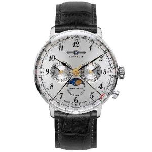 Zeppelin Series LZ129 Hindenburg Mens Multifunction Day/Date Moon Phase Watch Silver with Black Strap 7036-1の商品画像