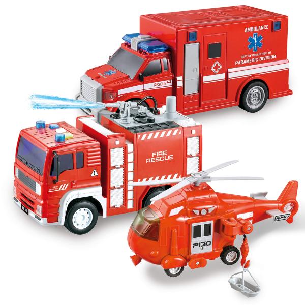 JOYIN 幼児用消防車おもちゃ 3歳 4歳 5歳 6歳 7歳の男の子用 消防車 緊急車両 子供用お...