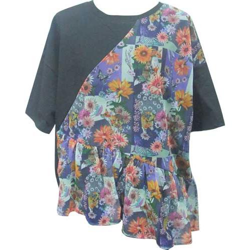 プルオーバー Tシャツ iS ScoLar イズスカラー 花柄 シアー 552257 09ブラック　...