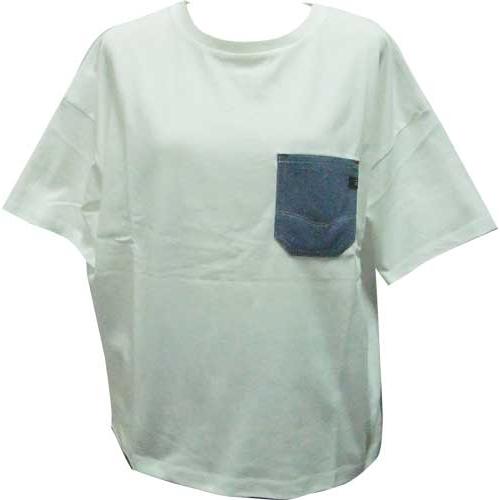 Tシャツ EDWIN エドウィン デニムポケット付き レディース CTB050-118 白 M寸