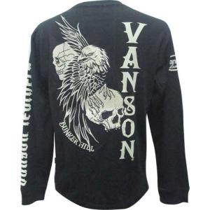 Tシャツ バンソン vanson イーグル スカル 長袖 NVLT-2313 M寸、L寸｜americaya2