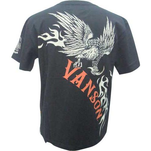 Tシャツ バンソン VANSON プリント イーグル 半袖 NVST-2403 黒 L寸