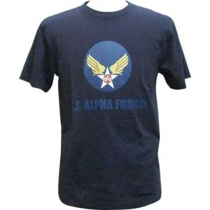 Tシャツ ALPHA　アルファ 半袖 エアホース プリント TC1400-804 ネイビー L寸