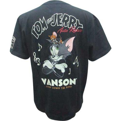 Tシャツ トムとジェリー ミュージック 半袖 バンソン vanson TJV-2413 黒 XL寸