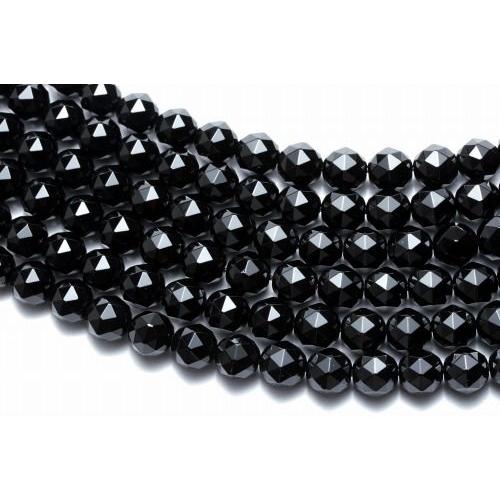 モリオン(黒水晶)カットビーズ 【10mm/40cm(一連)/AAA】魔除け 厄払い お守り パワー...