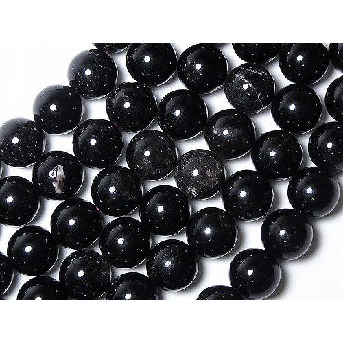 モリオン(黒水晶)ビーズ 【14mm/20cm(半連)/A】魔除け 厄払い お守り パワーストーン