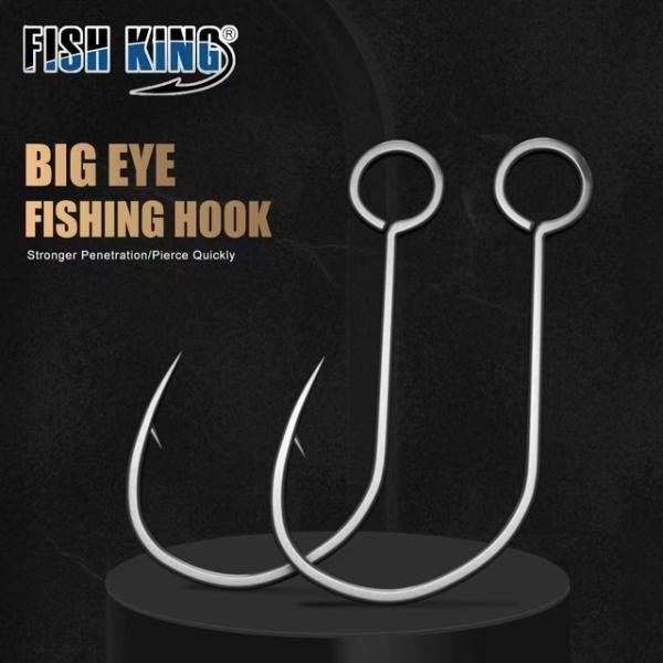 Fish king 20個釣りクランクフック有刺鉄線釣り針釣具ビッグアイシャープ高炭素鋼シングルフッ...