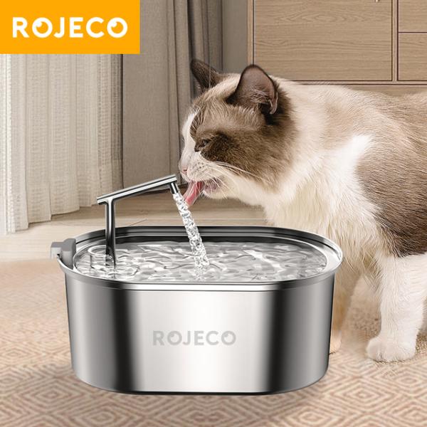 Rojecto-ステンレス鋼の猫と犬の噴水,自動猫の酒飲み,ペットの水ディスペンサーアクセサリー