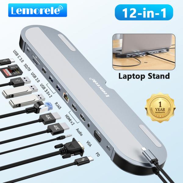 USBType-Cハブ,Tc28,USBハブ,4K,vga,3.5mmオーディオ,rj45,ノートブ...