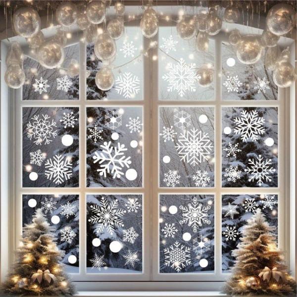 6 シートスノーフレーク静電ウォールステッカーキッズルームの窓車のクリスマス装飾デカール新年壁紙