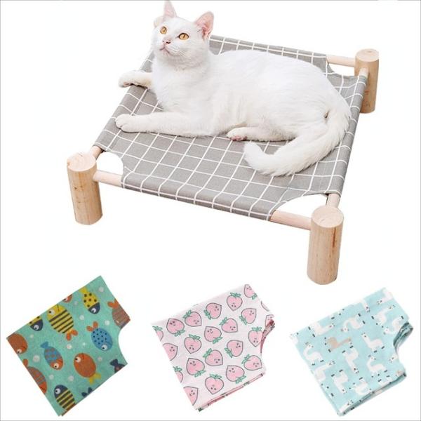 ペット、取り外し可能でポータブル用の木製の表面冷却ベッド、猫と犬、屋内と屋外に適しています