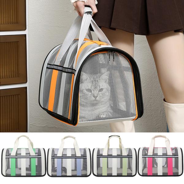 ペットキャリーバッグ　外出用　携帯用　猫犬兼用ハンドバッグ　折りたたみ式　小型〜中型犬用ケージ　メッ...