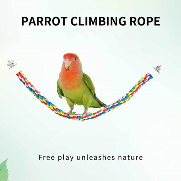 カラフルなオウムの吊りロープ、編みこみのバジー鳥かご、オカメインコのおもちゃ、ペットスタンドアクセサ...