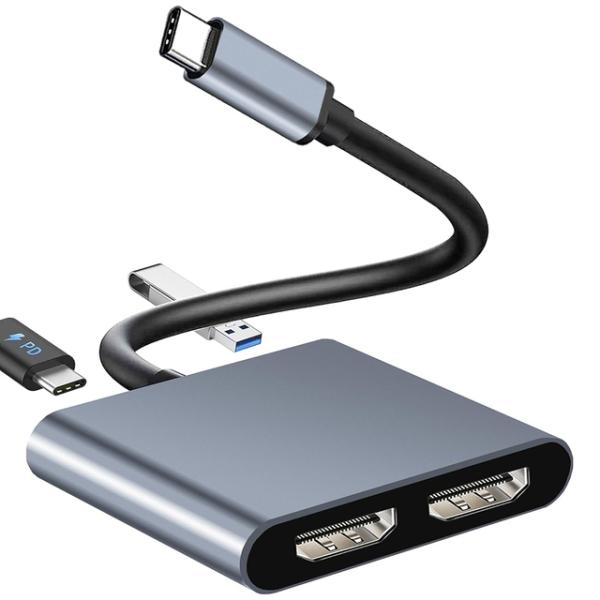 USB C - デュアル HDMI 互換コンバータ ドック Thunderbolt3 - 4K HD...