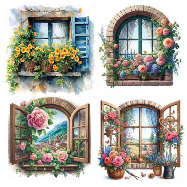 水彩花ウィンドウアートウォールステッカーリビングルームのソファの背景の装飾壁紙家の装飾ルームデカール...
