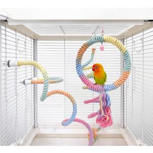 カラフルなオウム綿ロープぶら下げ編組セキセイインコ鳥ケージオカメインコおもちゃペットスタンドアクセサ...