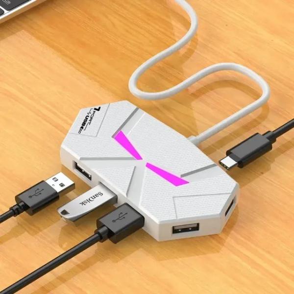ドッキングステーション 4 ポート/7 ポート互換ハブ USB2.0 拡張スプリッターラップトップ接...