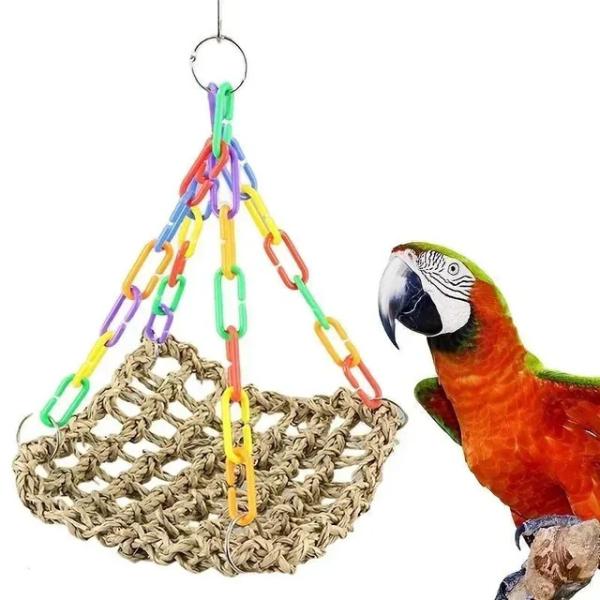 オウムスイングおもちゃオウムハンモックかじるクライミングハングスイング鳥のおもちゃ鳥オカメインコスタ...