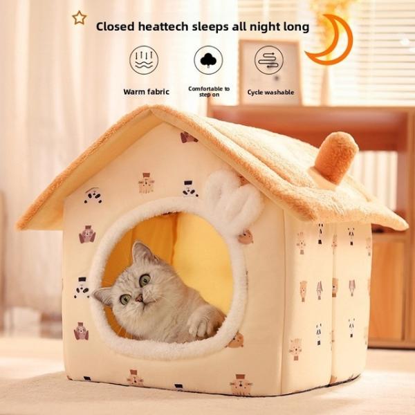 冬は暖かく、密閉型、取り外し可能、洗える猫用ベッド、犬用ベッド、ペット用品 Лежанка Для ...