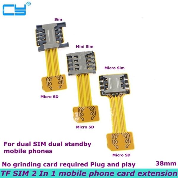 New 38mm Double Dual SIM Card Micro SD Adapter for...
