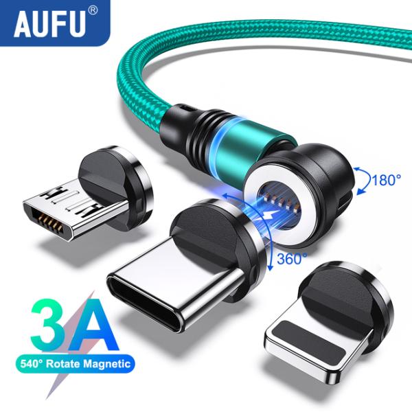 AUFU 540 Rotate Magnetic Cable 3A Fast Charging Ty...