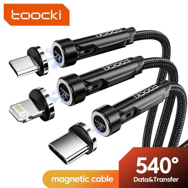 Toocki 540 Rotate Magnetic USB Type C Cable For iP...