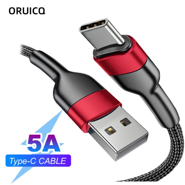 5A USB to Type C Charging Cable Fast Charger Nylon...