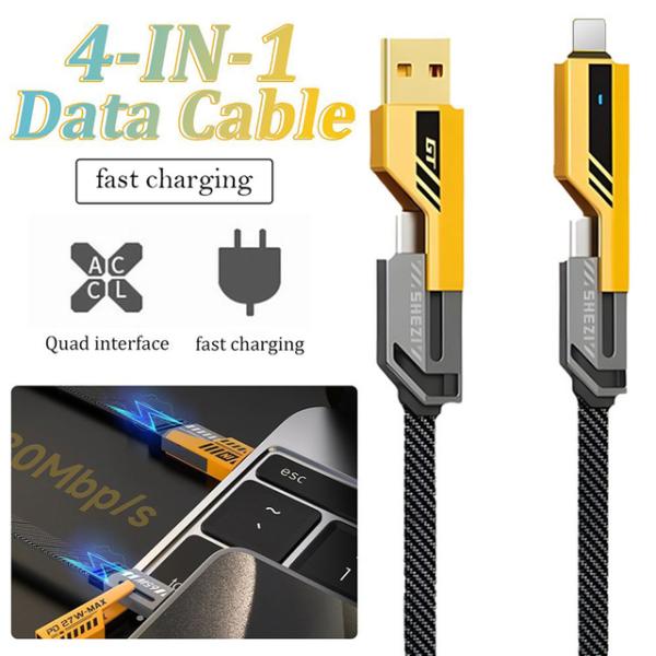 65W Multi 4 in 1 Super Fast Charging Cable for Typ...