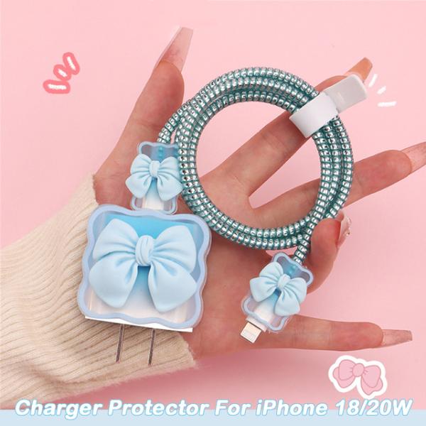 Blue Butterfly Cable Charger Protection Cover For ...