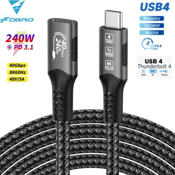 8K USB C 4 Extension Cable Fast Charging Cable Ext...