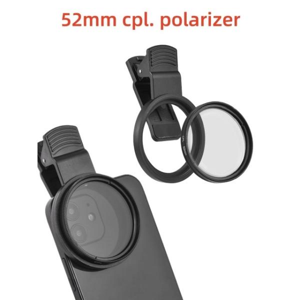 52mm CPL Filter Universal Phone Lens Clip-on Polar...