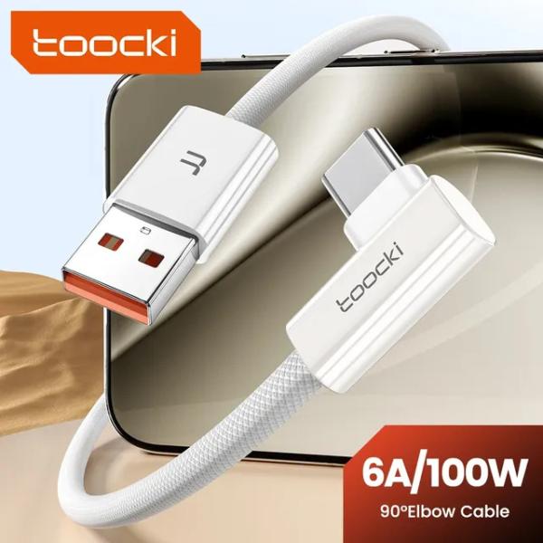 Toocki 100W Elbow 90 Degree USB A to Type C Fast C...