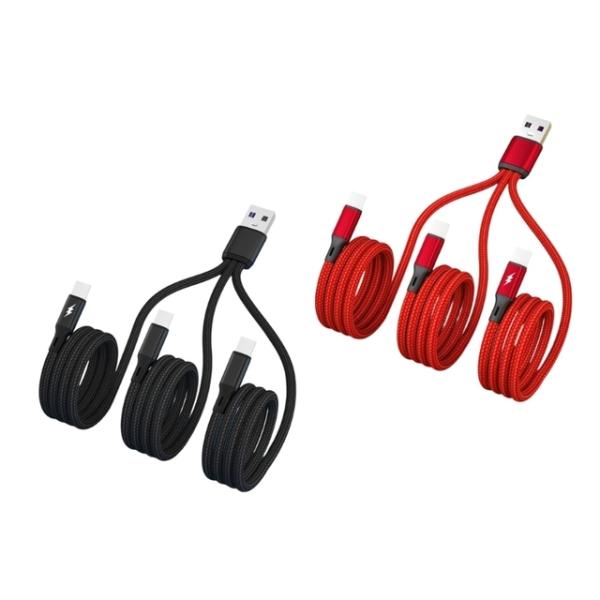 20/116cm Quick Charging USB to 3x Type-C Charger C...