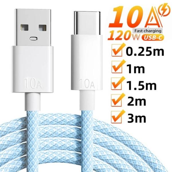 120W USB Type C Fast Charging Woven Data Cable Hig...