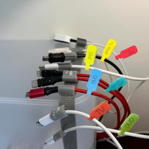 5-100PCS Cable Label Velcro Writable Colored Cable...