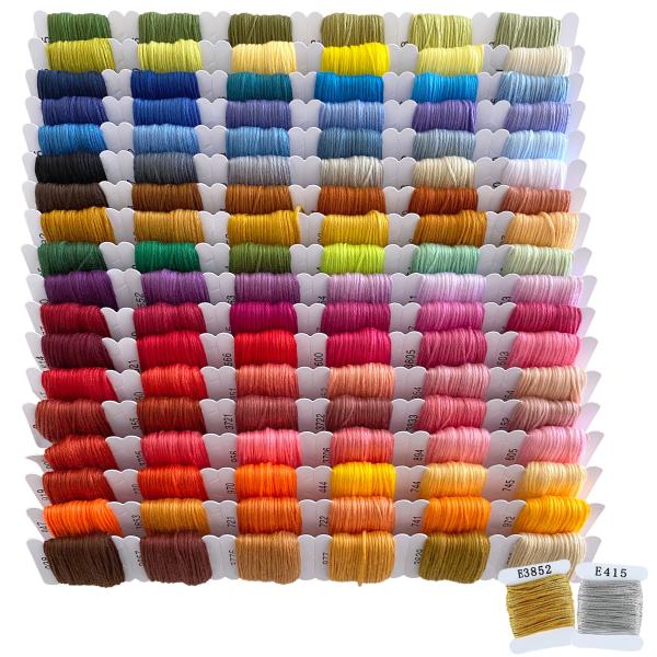 刺繍糸 セット 108色＋金銀糸 （25番/8m/6本綴り/糸巻き） ケースなし