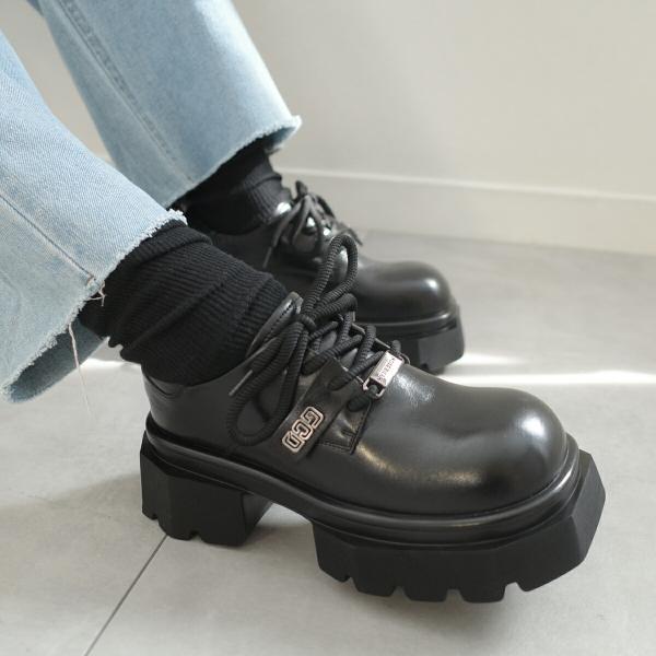 ローファー 厚底　6センチ　レースアップ レディース 春夏秋冬 安定感 快適　amiamiアミアミ