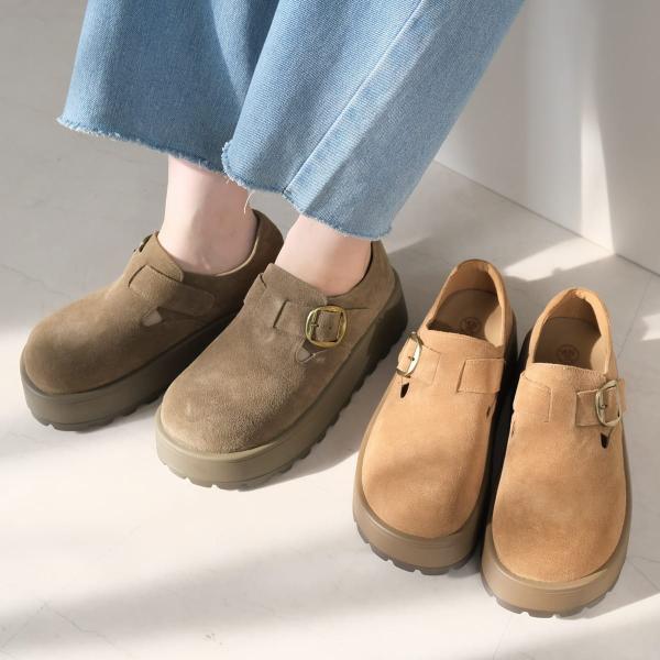 プラットフォーム 厚底5.3センチ バックル シューズ レディース 痛くない 疲れない靴　amiam...