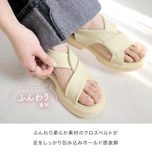 サンダル レディース スクエアトゥ ゴムストラ...の詳細画像2