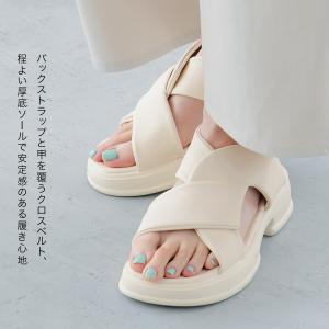 サンダル レディース スクエアトゥ ゴムストラ...の詳細画像4