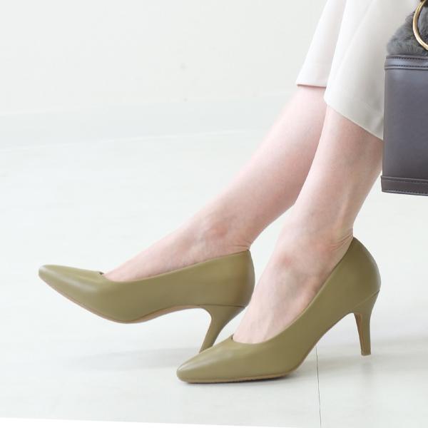 パンプス ポインテッド 7cmヒール レディース 痛くない 生地巻きヒール アミアミasa