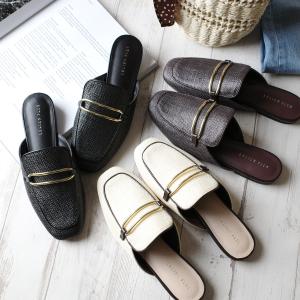 メタル バックル ローファー ミュール レディース 春夏