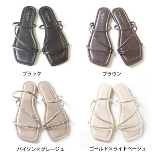 ストラップフラットサンダル ぺたんこ ビーチサ...の詳細画像1