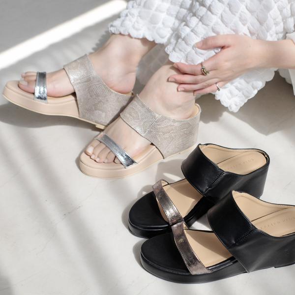 サンダル レディース ラウンドトゥ ウェッジソール ミュール 春夏 歩きやすい 履きやすい 安定感 ...