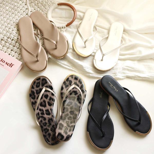 ビーチサンダル レディース 春夏 ぺたんこ ゴールドプレート付き