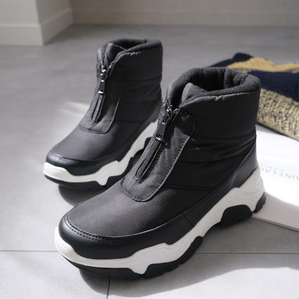 ジップスノーブーツ スニーカーソール スノーブーツ レディース 歩きやすい 履きやすい amiami...