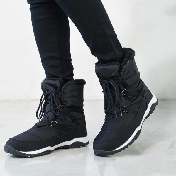 スノーブーツ レディース 防寒ウインターブーツ ショート あったか レースアップF厚底amiamiア...